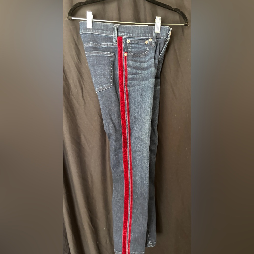 J. Crew Women's Vintage Straight Jeans with Red Velvet Trim Women’s 24 New - Picture 7 of 13